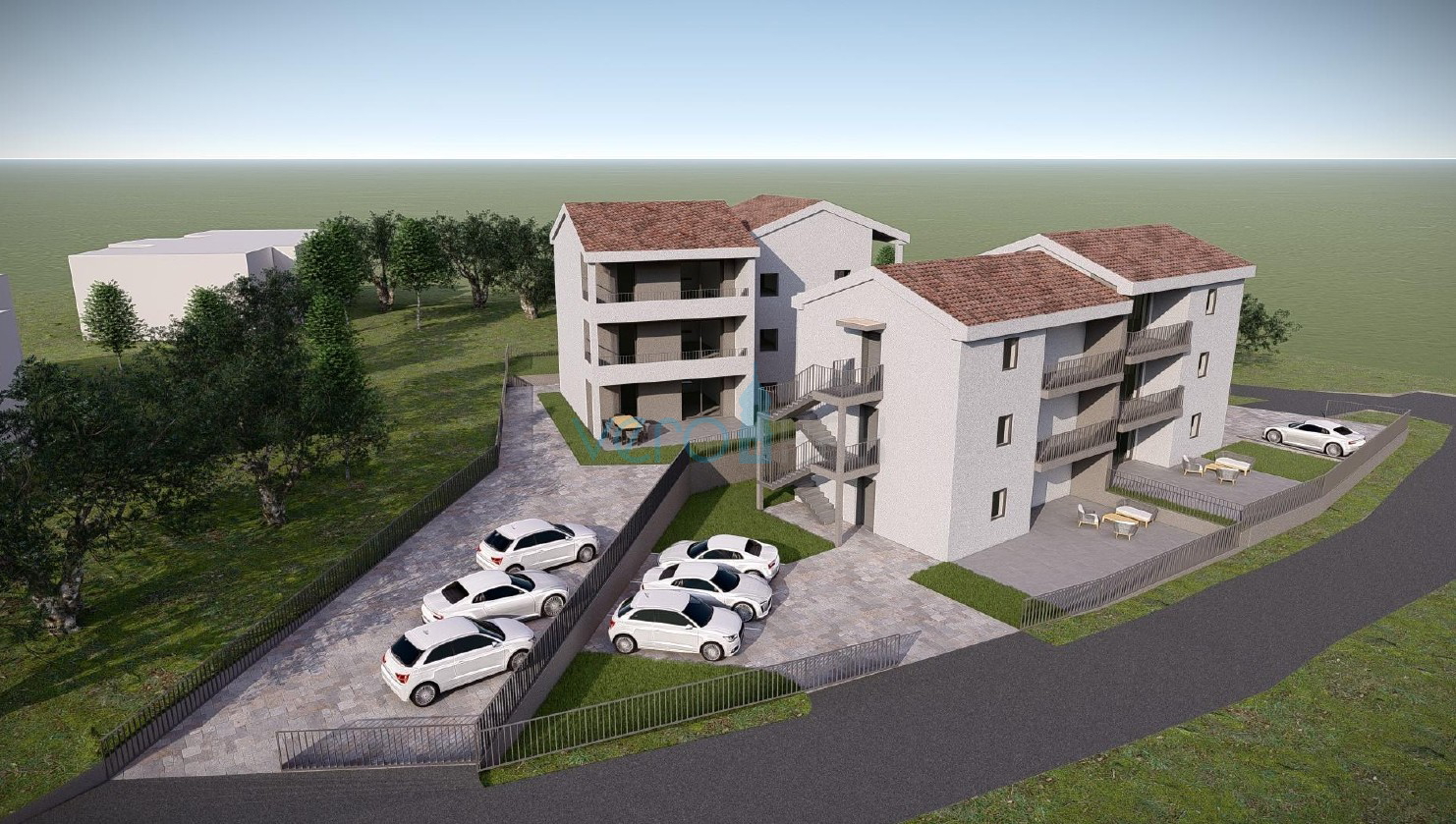 Uvala Soline, otok Krk, dvosoban stan na katu, pogled, novogradnja, prodaja