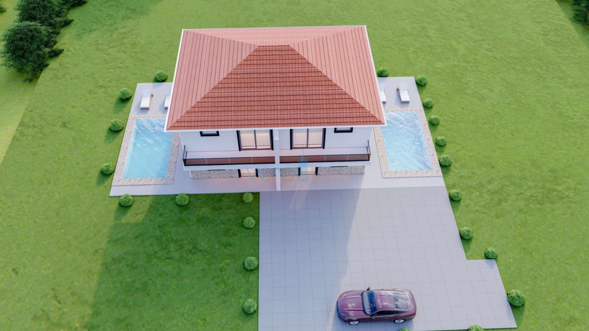 Malinska, otok Krk, nova dvojna kuća, pogled na more, prodaja