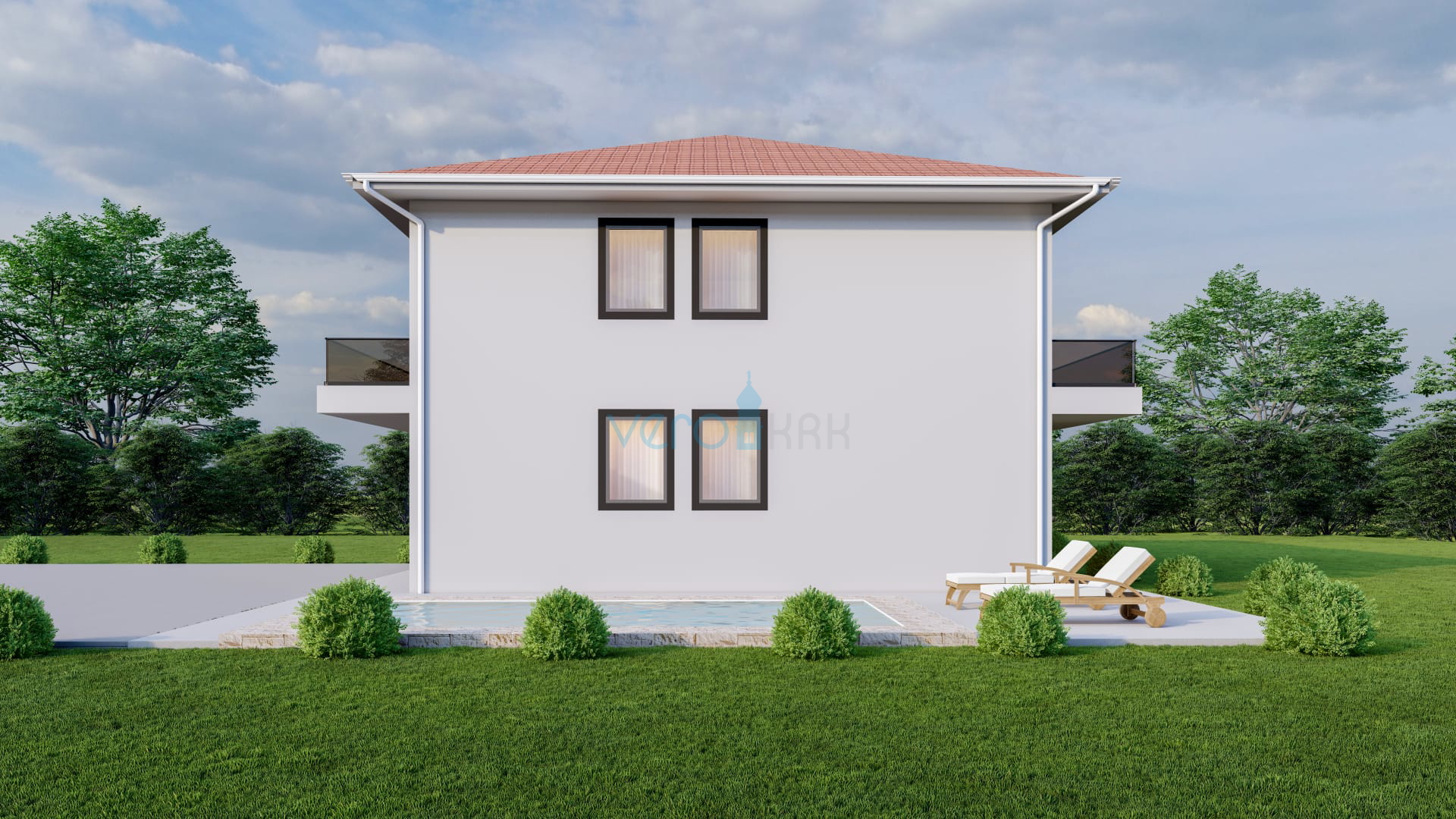 Malinska, otok Krk, nova dvojna kuća, pogled na more, prodaja