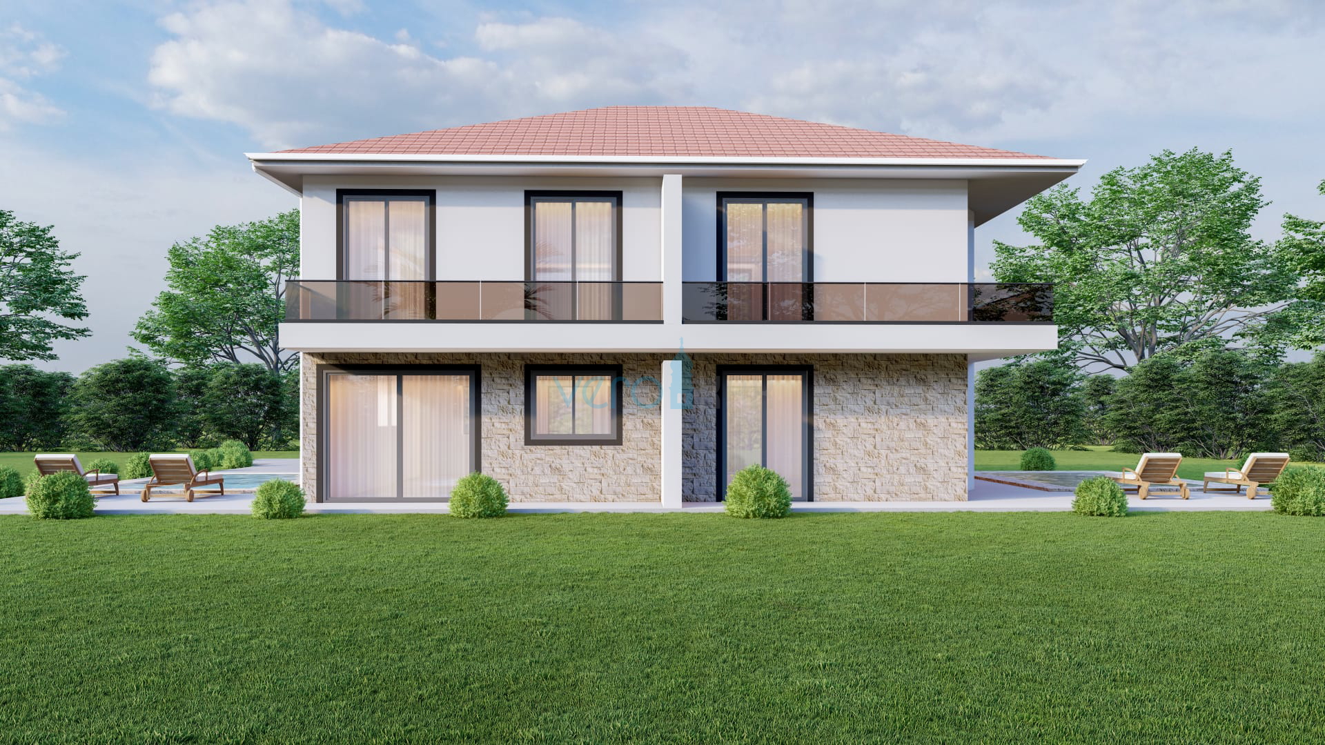 Malinska, otok Krk, nova dvojna kuća, pogled na more, prodaja