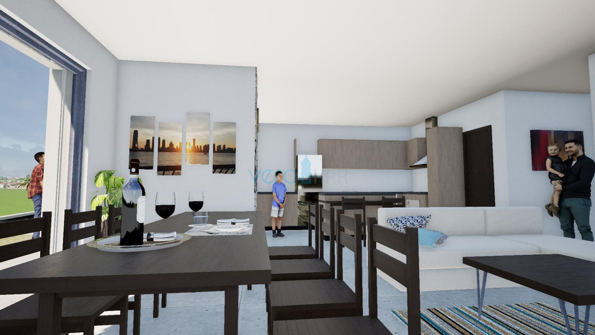 Malinska, otok Krk, nova dvojna kuća, pogled na more, prodaja