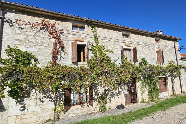 Stone Istrian house with a courtyard in Brtonigla