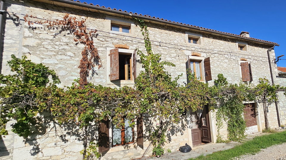 Stone Istrian house with a courtyard in Brtonigla