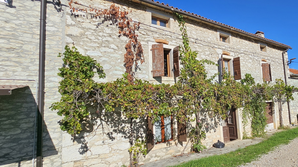 Stone Istrian house with a courtyard in Brtonigla