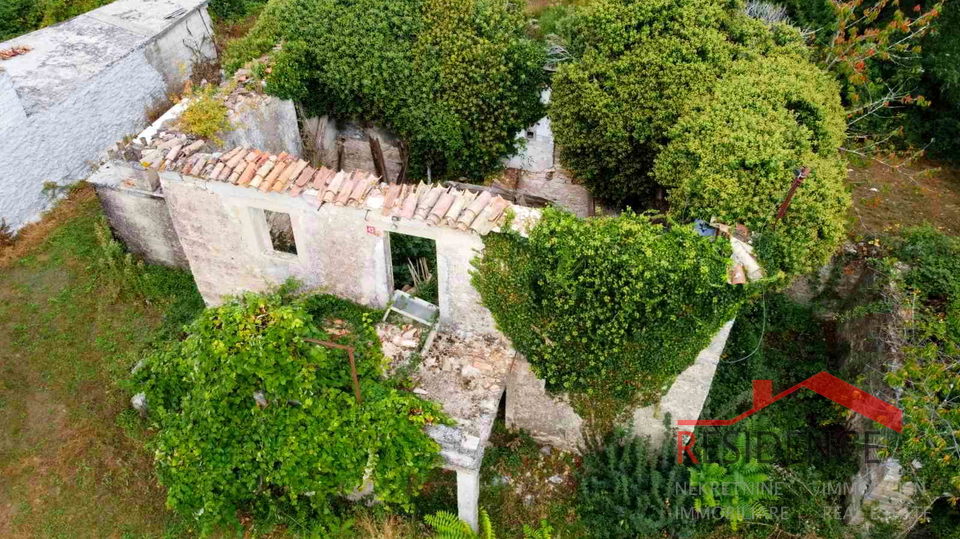 Gračišće, old Istrian ruined house with a large garden