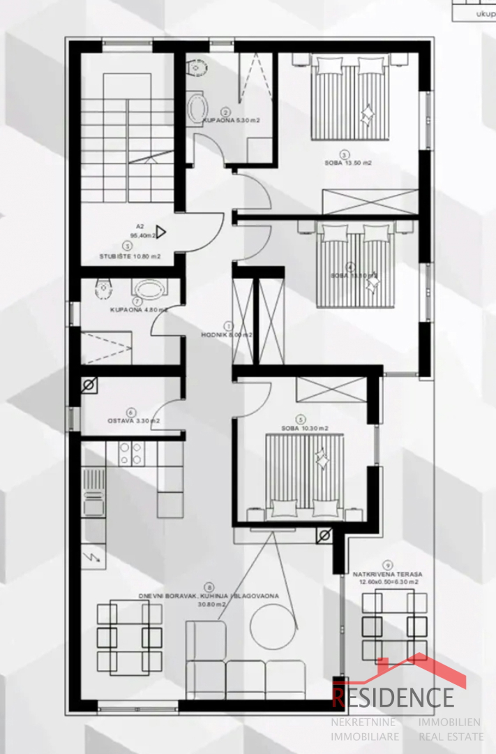 Pješčana uvala, new first-floor apartment with sea view