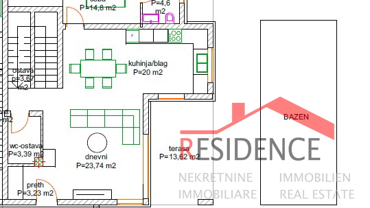 Pula, Loborika-surroundings, duplex house with swimming pool