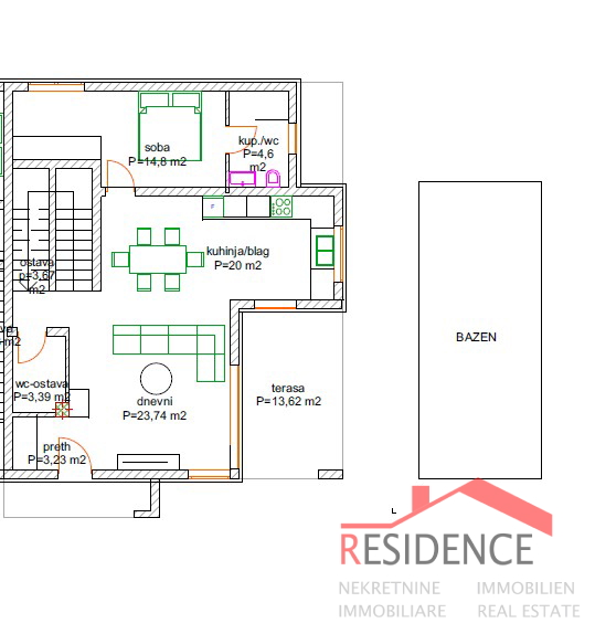 Pula, Loborika-okolica, duplex kuća s bazenom