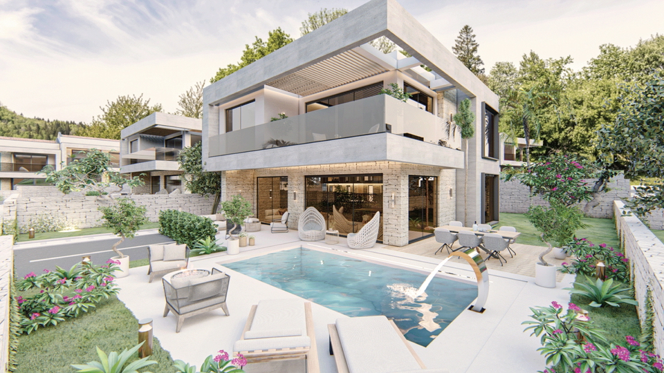 Posebna prilika! Novi luksuzni resort blizu mora! Vila, dvojna vila sa bazenom!