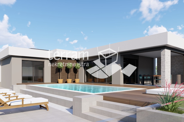 Istria, Barban, Pavlići, building plot 612 m2, conceptual design for a ground floor house with a swimming pool, #for sale