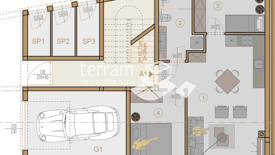 Istrien, Pula, Veli vrh, Erdgeschosswohnung 67,42 m2, 2 Schlafzimmer, Garten, Parkplatz, NEU!! #Verkauf