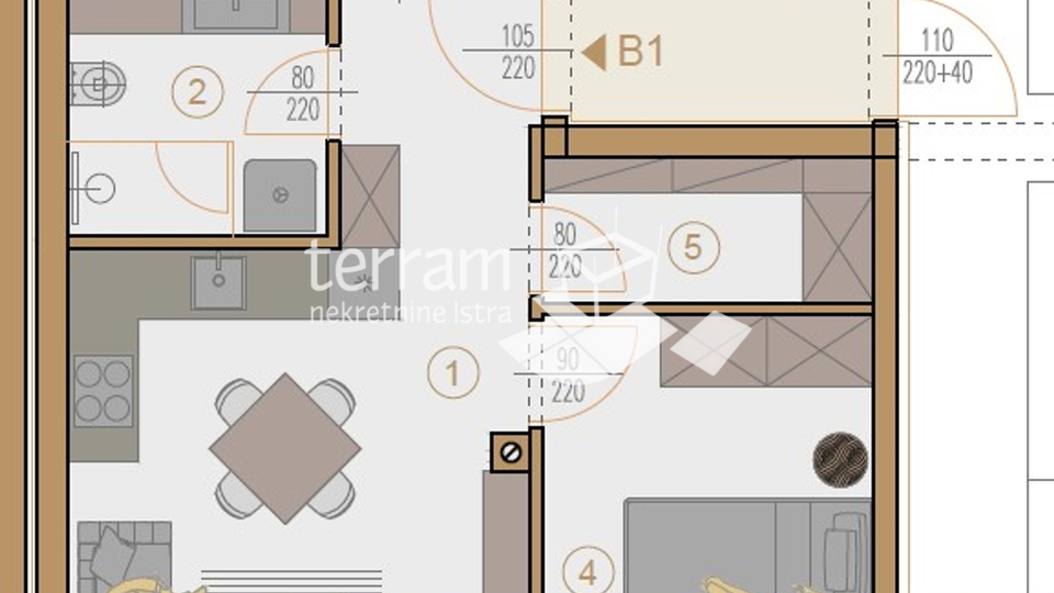 Istrien, Pula, Veli vrh, Erdgeschosswohnung 60,94 m2, 2 Schlafzimmer, Garten, Parkplatz, NEU!! #Verkauf