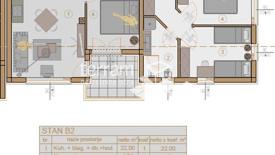 Istrien, Pula, Veli vrh, Wohnung 54,31 m2, 2 Schlafzimmer, 1. Stock, Parkplatz, NEU!! #Verkauf