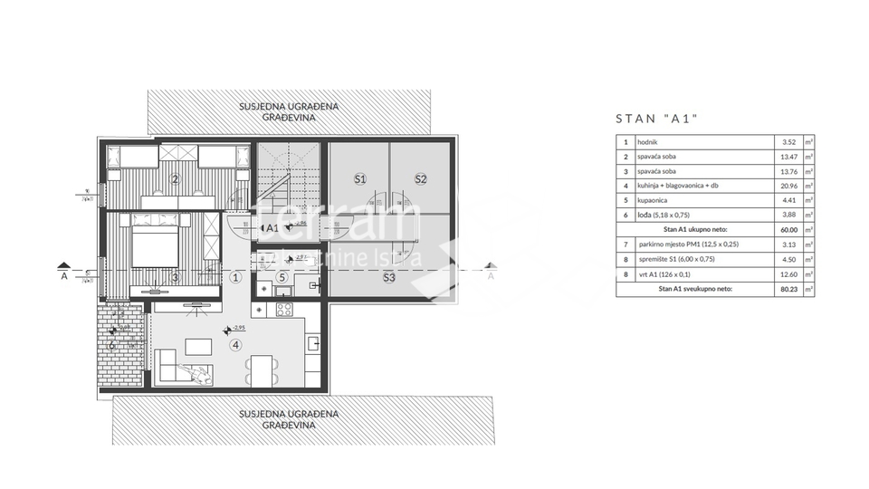 Istra, Medulin, Banjole, stan u prizemlju 80,23m2, 2SS+DB, parking, vrt, blizina mora, NOVO!! #prodaja