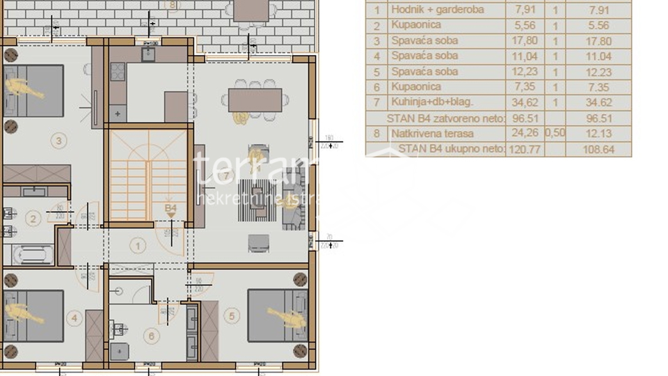 Istrien, Pula, Šijana, Wohnung 126,74m2, 3 Schlafzimmer + Wohnzimmer, II. Etage, Garage, NEU!!! #Verkauf