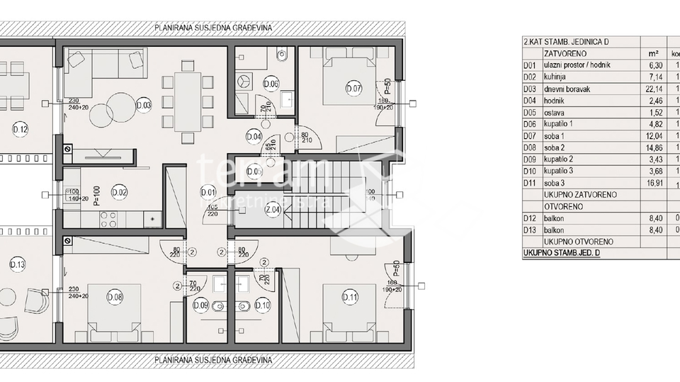 Istra, Pula, Valdebek, penthouse 112,73m2, 3SS+DB,  garaža, NOVO  #prodaja