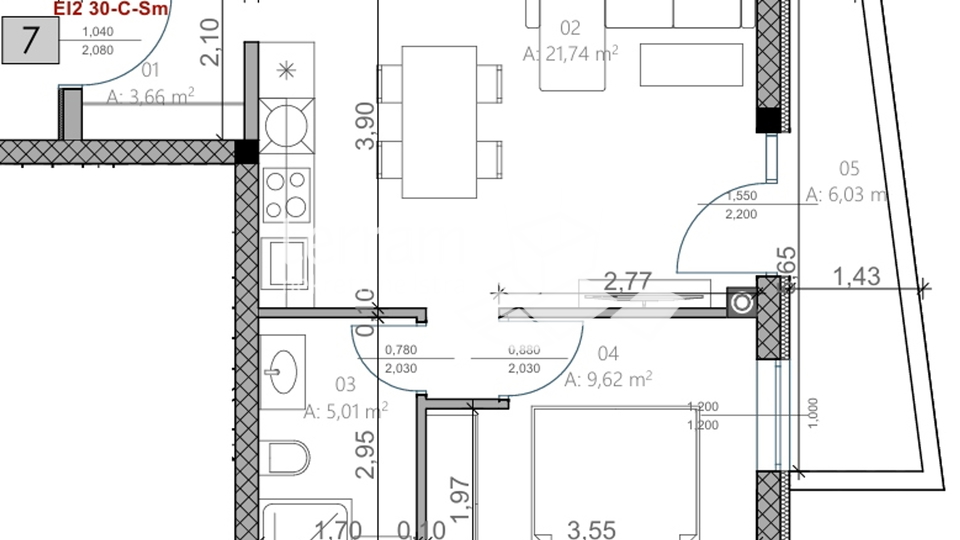 Istrien, Pula, Monvidal, Wohnung 52,04m2, 1SS+DB, NEU #Verkauf