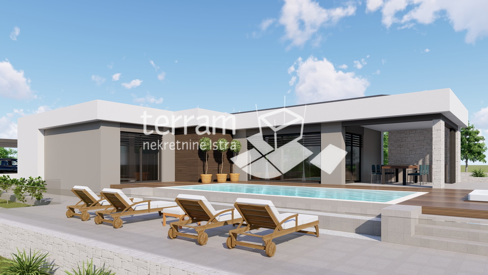 Istria&comma; Barban&comma; Pavli&cacute;i&comma; building plot 612 m2&comma; conceptual design for a ground floor house with a swimming pool&comma; &num;for sale