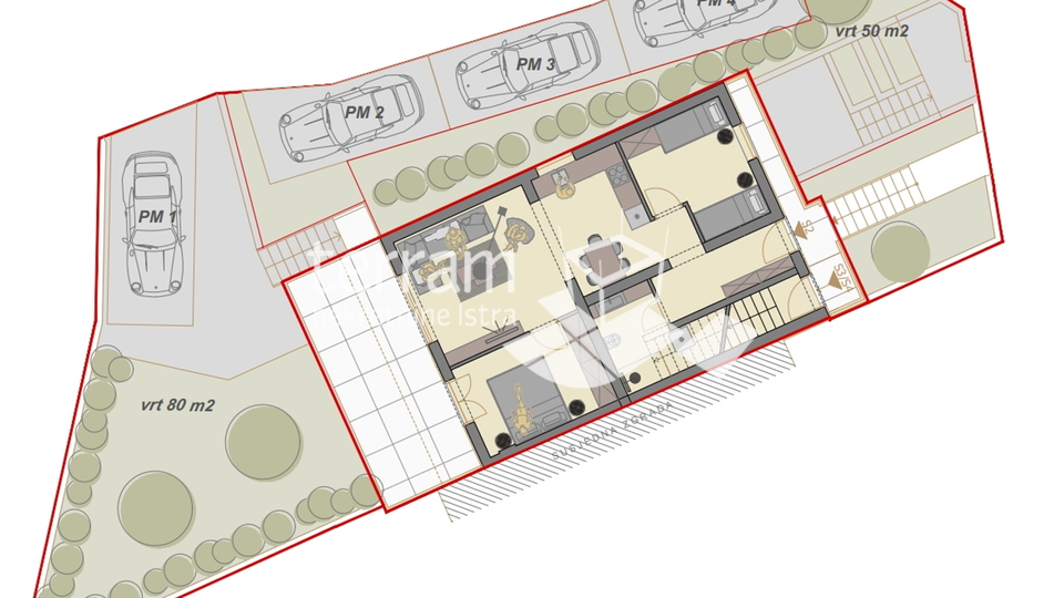 Istrien, Fazana Wohnung mit zwei Schlafzimmern im Erdgeschoss 76,08 m2 mit einem Garten von 50 m2