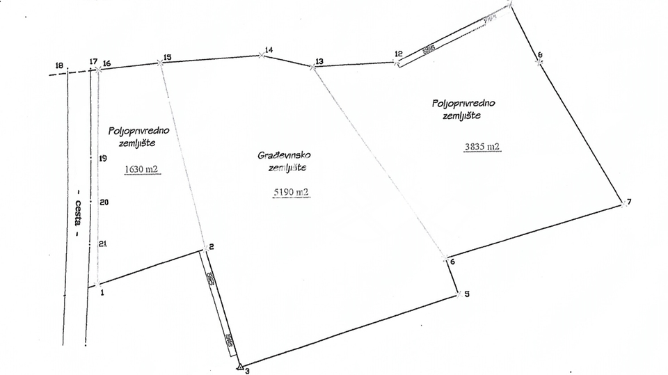 Istria, Svetvincenat combination of building and agricultural land 10655m2