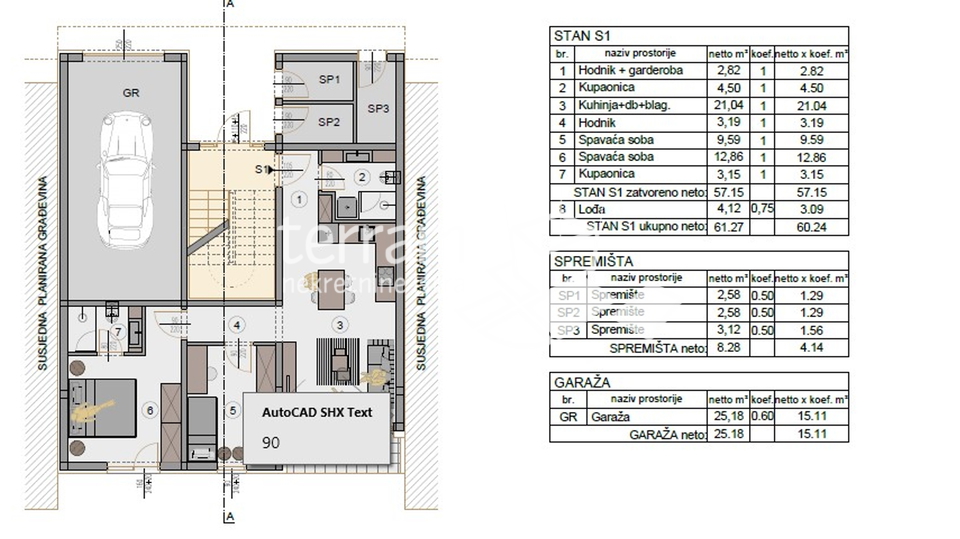 Istrien, Pula, breiteres Zentrum, Neubau, Erdgeschoss, 79,15 m2, 2 Schlafzimmer, Garten, Garage, NEU!!!!