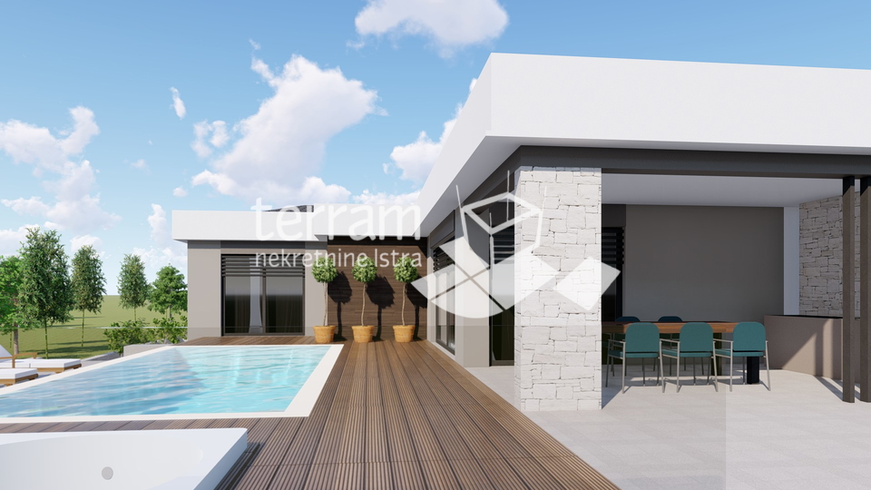 Istria&comma; Barban&comma; Pavli&cacute;i&comma; building plot 612 m2&comma; conceptual design for a ground floor house with a swimming pool&comma; &num;for sale