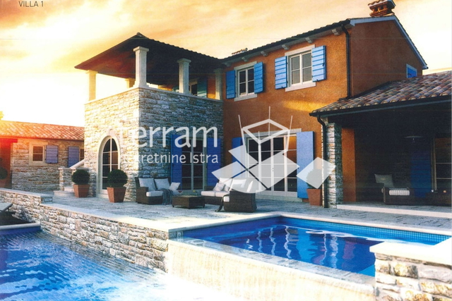 Istria, Tinjan, building plot 1095m2 with building permit for a house with a swimming pool for sale