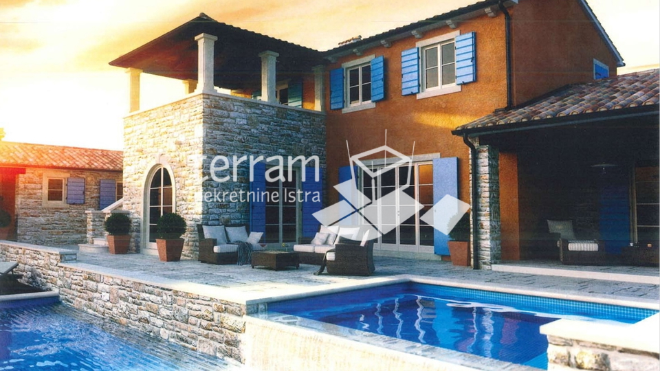 Istria, Tinjan, building plot 1095m2 with building permit for a house with a swimming pool for sale