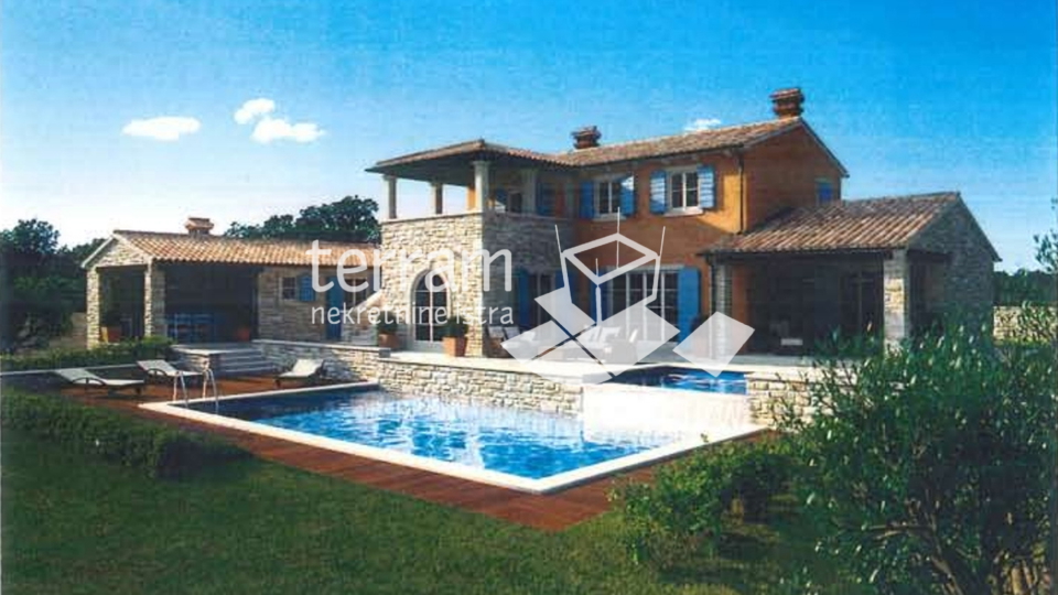 Istria, Tinjan, building plot 1095m2 with building permit for a house with a swimming pool for sale