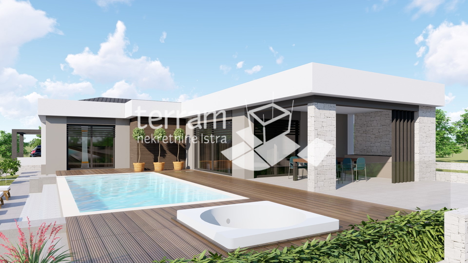 Istria&comma; Barban&comma; Pavli&cacute;i&comma; building plot 612 m2&comma; conceptual design for a ground floor house with a swimming pool&comma; &num;for sale