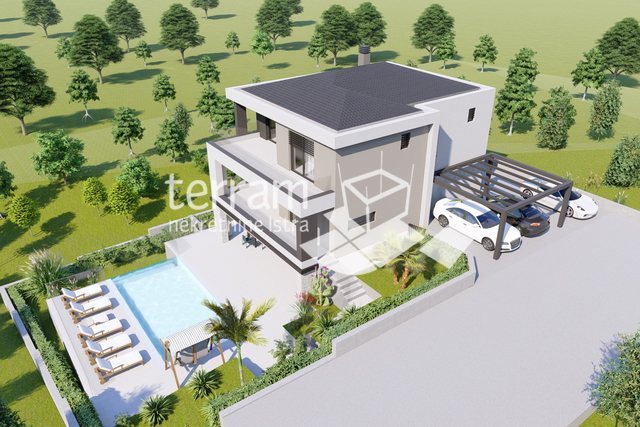 Istria, Barban, Pavlići, building land 566 m2, conceptual project for a two-story house with a pool, #sale