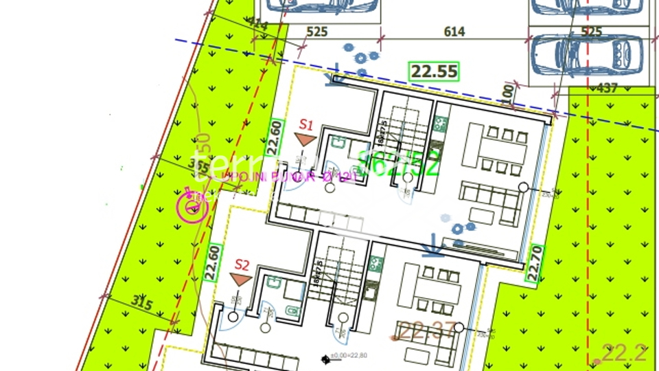 Istria, Medulin, building plot 700m2 with valid building permit for three apartments for sale