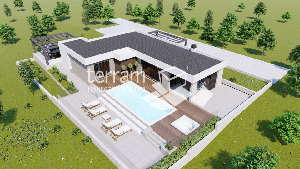 Istria&comma; Barban&comma; Pavli&cacute;i&comma; building plot 612 m2&comma; conceptual design for a ground floor house with a swimming pool&comma; &num;for sale