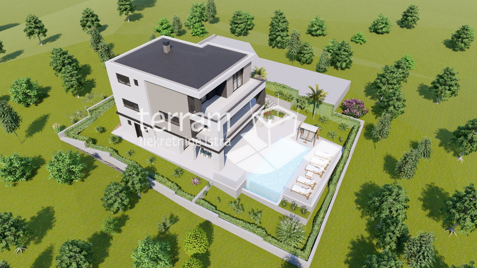 Istria&comma; Barban&comma; Pavli&cacute;i&comma; building land 566 m2&comma; conceptual project for a two-story house with a pool&comma; &num;sale