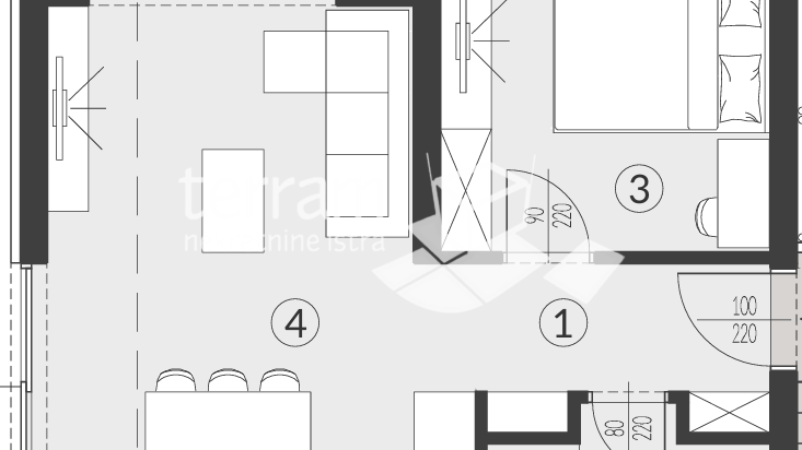Istria, Medulin, Banjole, surroundings, apartment 59.10 m2, 1 bedroom + living room with dining area, garden 51 m2, parking!! #for sale