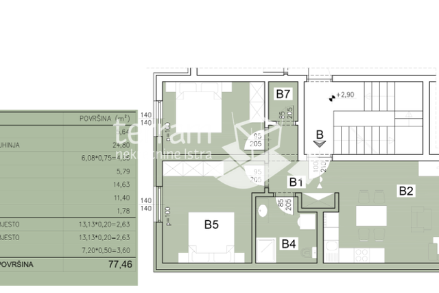 Istria, Pula, Šijana, apartment 77.46 m2, 2 bedrooms + living room, first floor, 2 x parking, #for sale