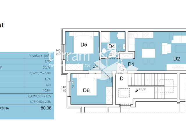 Istria, Pula, Šijana, apartment 80.38 m2, 2 bedrooms + living room, second floor, garage #sale