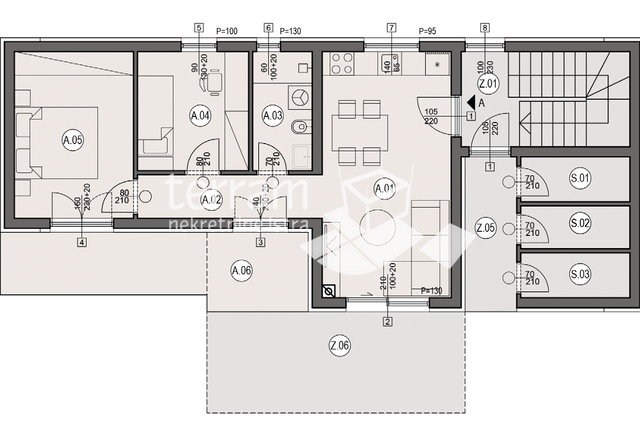 Istria, Pula, Busoler, apartment 64.05 m2, 2 bedrooms + living room with dining area, garden 50 m2, #for sale