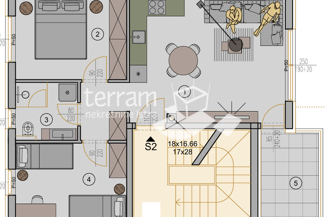 Istra, Pula, Kaštanjer, stan prvi kat, 59,99m2, 2SS+DB, parking,  NOVO, #prodaja