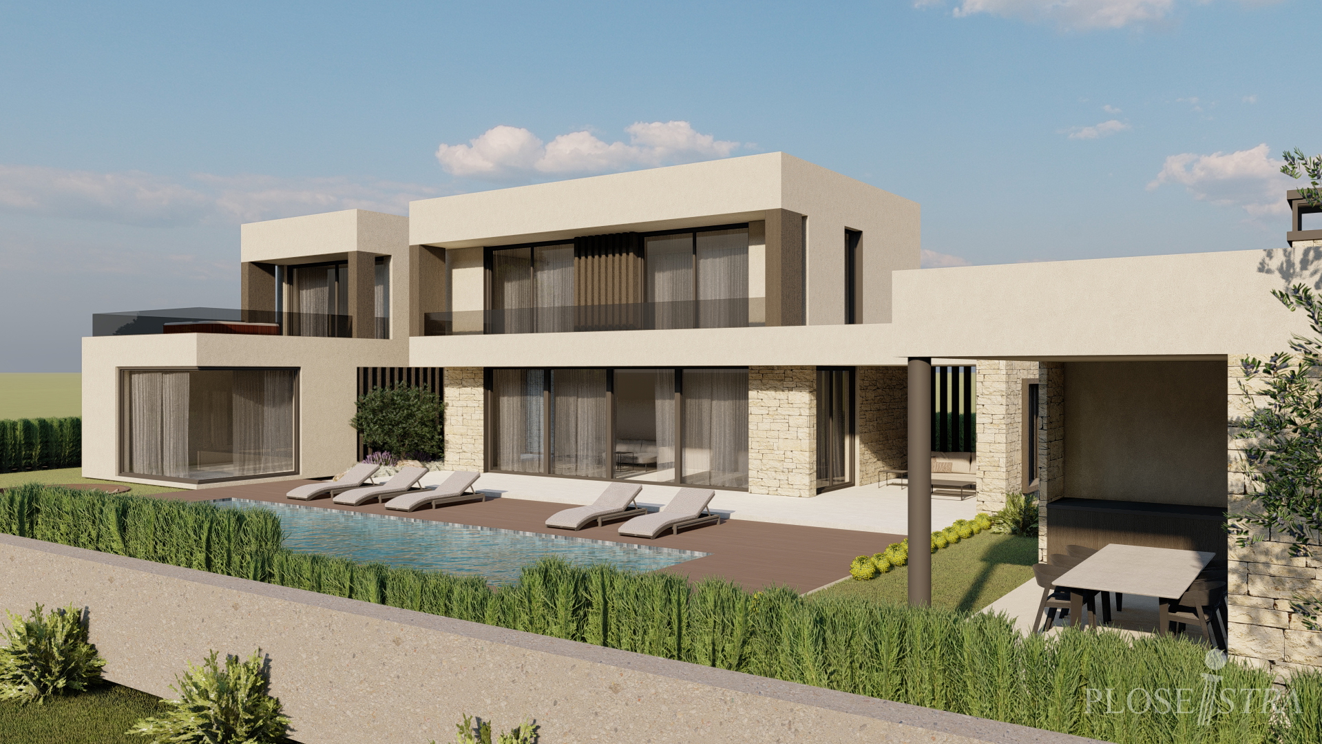 POREČ, UMGEBUNG; PROJEKT - VILLA MIT SCHWIMMBAD - VERKAUF!!!