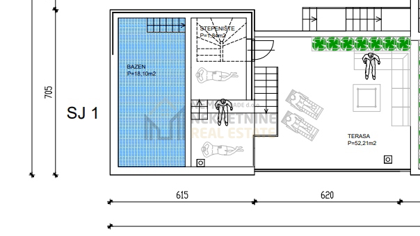 VODICE, NEW BUILDING IN THE CENTER, APARTMENT WITH ROOFTOP POOL