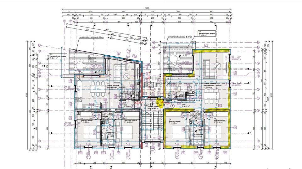 VODICE, NEUES GEBÄUDE, ZWEIZIMMERWOHNUNG IM 2. STOCK, MEERBLICK