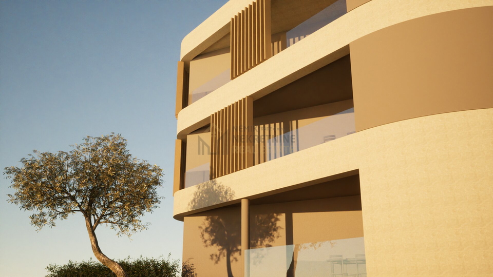 VODICE, STAN NA PRVOM KATU NOVOGRADNJE SA DVIJE SPAVAĆE SOBE I DVIJE KUPAONE, 50 M OD MORA