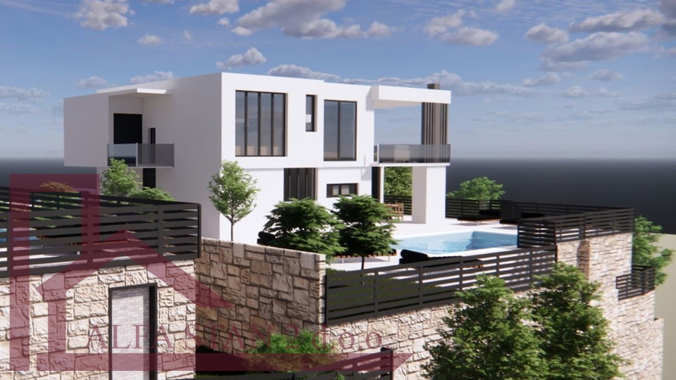 Terreno edificabile con vista per la costruzione di una villa con piscina, Klis, 375.000 €