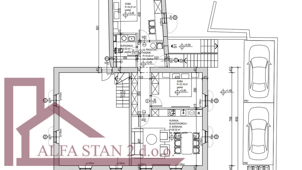 Podstrana, appartamento 68 m2, secondo fila al mare