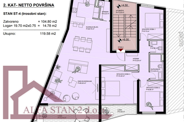 Podstrana, Grljevac, Apartment 3 bedrooms + dining room + terrace + 2 garage parking spaces