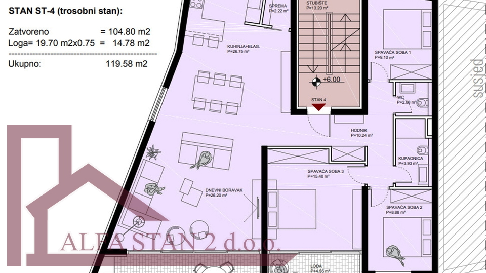 Podstrana, Grljevac, Apartment 3 bedrooms + dining room + terrace + 2 garage parking spaces