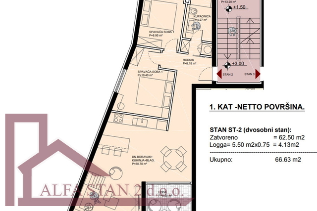Podstrana, Grljevac, Apartment 2S+DB for sale, €213,216