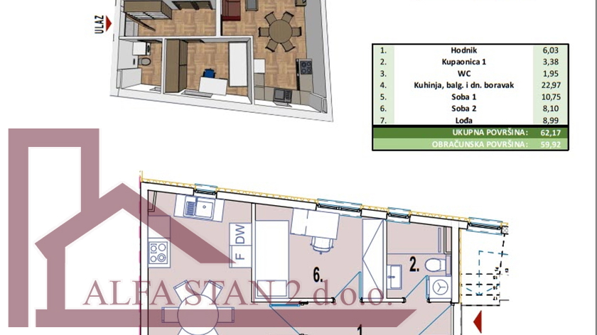 Podstrana, Strožanac, Beautiful newly built two-bedroom apartment for long-term rent