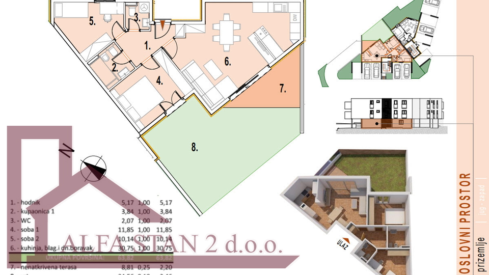 Podstrana, Strožanac, Wohnung 2S+DB zu verkaufen, 223 028 €